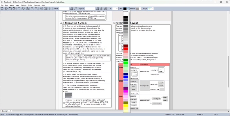Treesheets screenshot 1