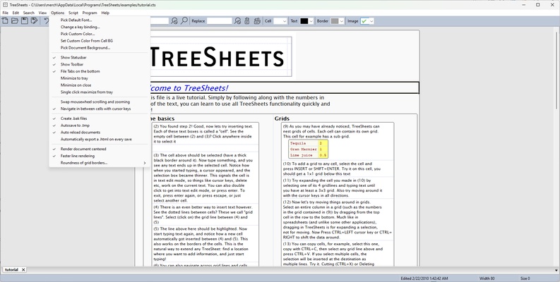 Treesheets screenshot 1