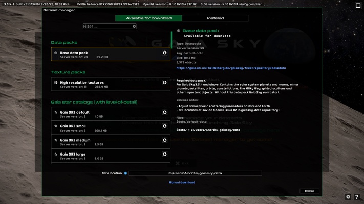 Gaia Sky screenshot 1