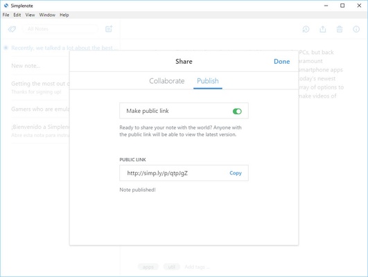 Simplenote screenshot 1