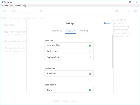 Simplenote screenshot 1