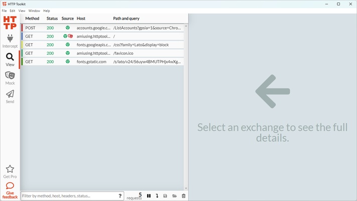 HTTP Toolkit screenshot 1