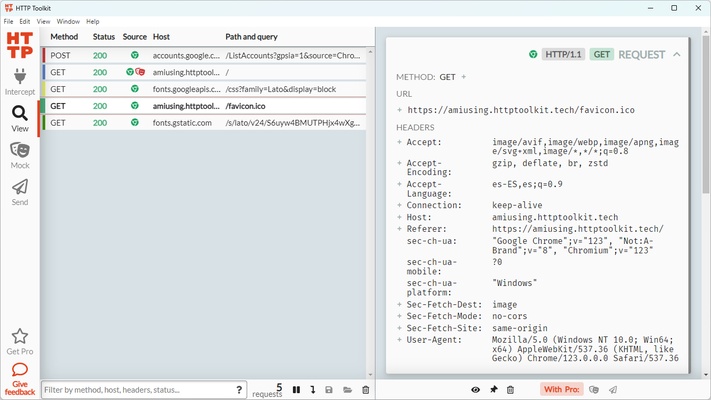 HTTP Toolkit screenshot 1