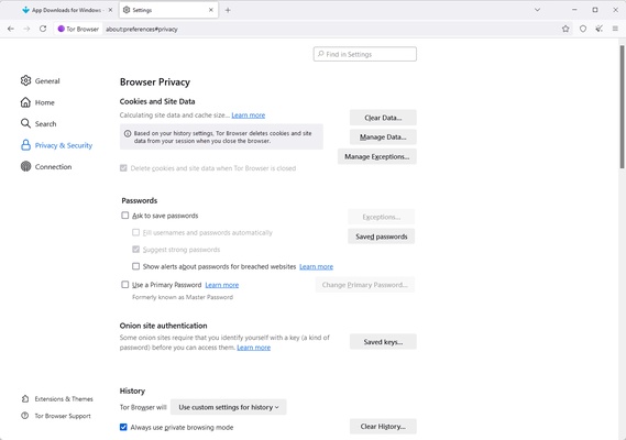 Tor Browser screenshot 1