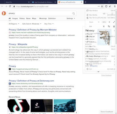 Tor Browser screenshot 1