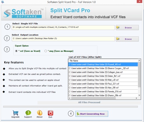 Softaken Split vCard Pro screenshot 1