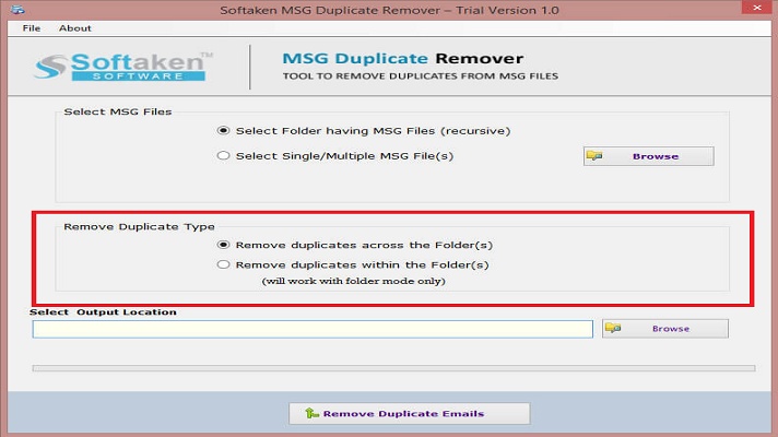 Softaken MSG Duplicate Remover screenshot 1