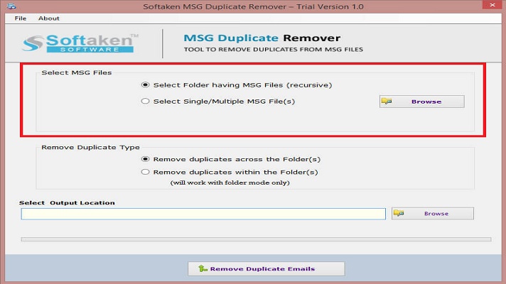 Softaken MSG Duplicate Remover screenshot 1