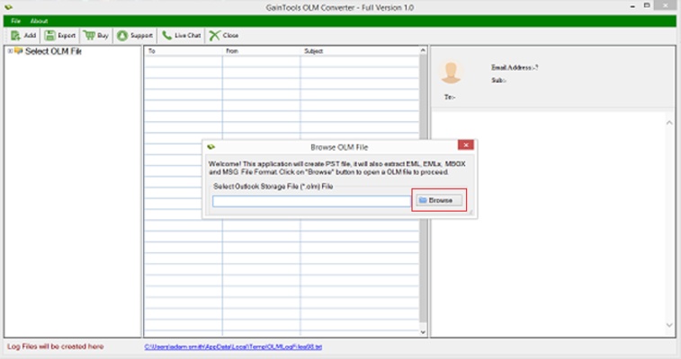 GainTools OLM Converter Software screenshot 1