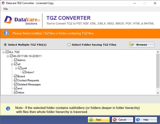 DataVare TGZ to MSG Converter Software screenshot 1