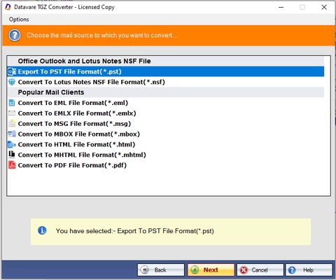 DataVare TGZ to MSG Converter Software screenshot 1