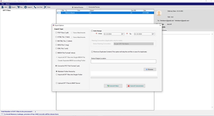 DataVare OFT to PST Converter Expert screenshot 1