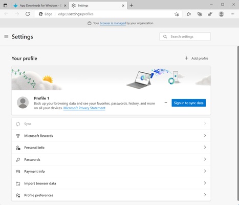 Microsoft Edge Beta screenshot 1