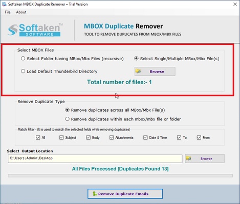 Softaken MBOX Duplicate Remover screenshot 1