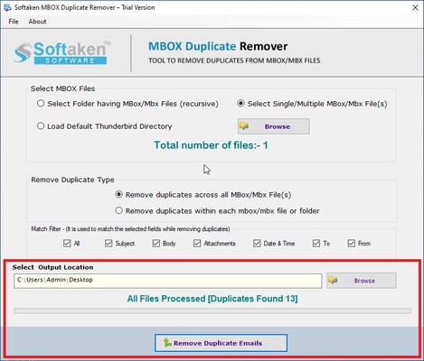 Softaken MBOX Duplicate Remover screenshot 1