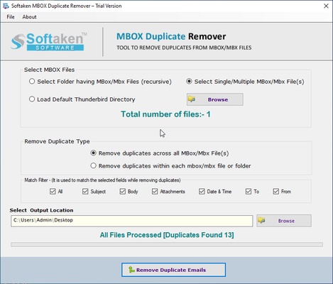 Softaken MBOX Duplicate Remover screenshot 1