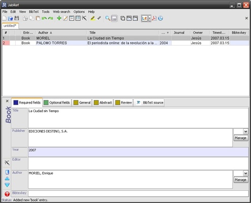 JabRef screenshot 1