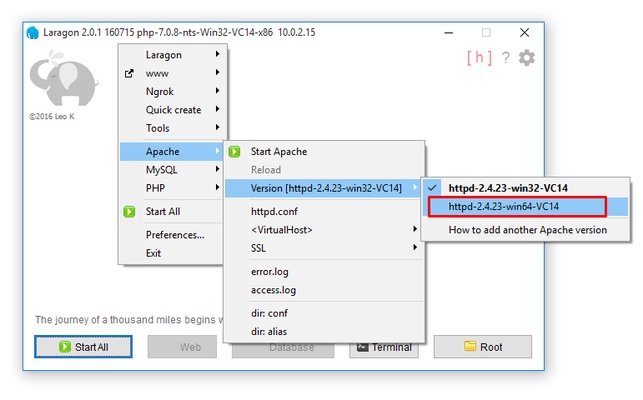 Laragon screenshot 1