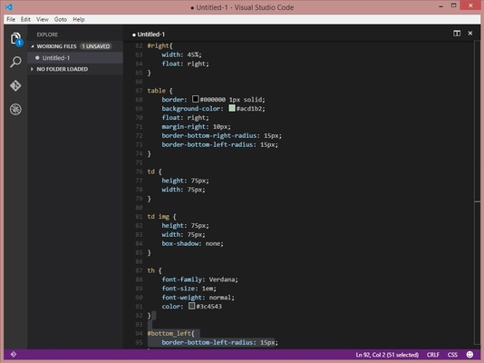 Visual Studio Code screenshot 1