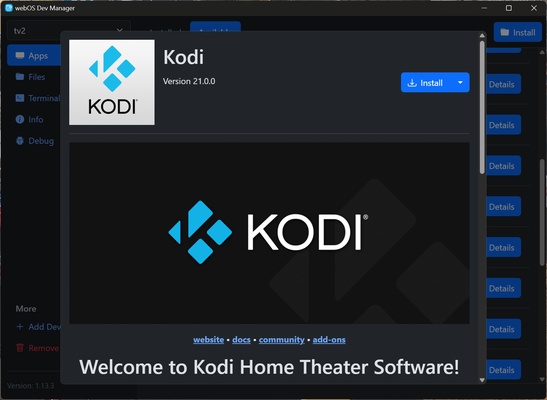 webOS Dev Manager screenshot 1