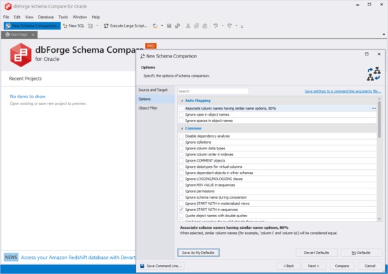 dbForge Schema Compare for Oracle screenshot 1