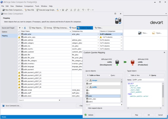 dbForge Data Compare for PostgreSQL screenshot 1