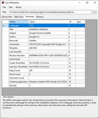 lessmsi screenshot 1