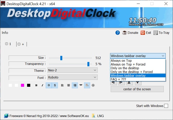 DesktopDigitalClock screenshot 1