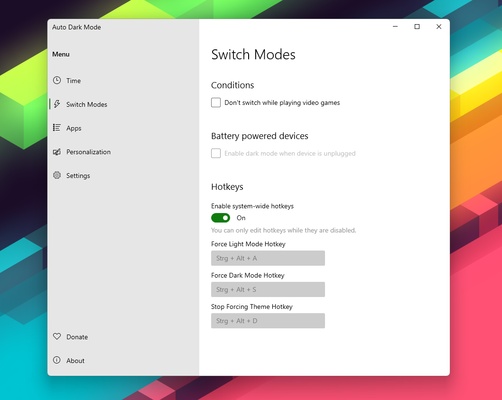 Windows Auto Dark Mode screenshot 1