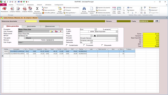 WinPYME screenshot 1
