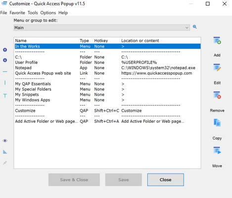 Quick Access Popup screenshot 1