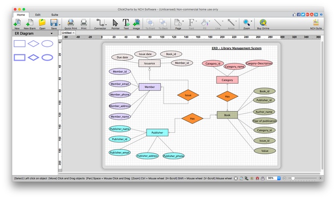 ClickCharts Free Diagram and Flowchart Maker Mac screenshot 1