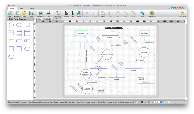 ClickCharts Free Diagram and Flowchart Maker Mac screenshot 1