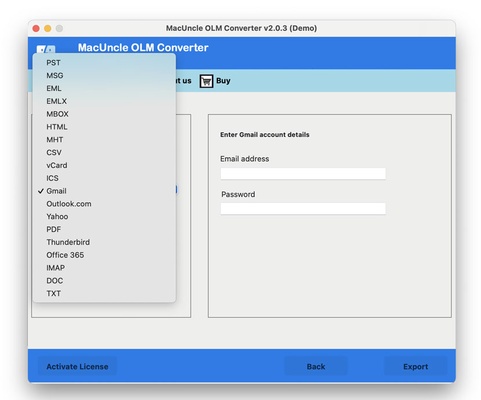 MacUncle OLM Converter screenshot 1