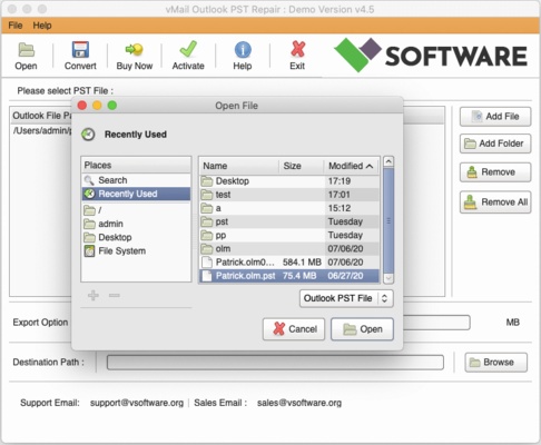 Outlook PST Repair Tool for macOS screenshot 1