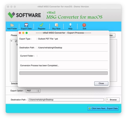 vMail MSG File Converter for macOS screenshot 1
