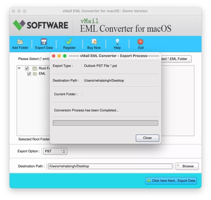 vMail EML Converter for macOS screenshot 1