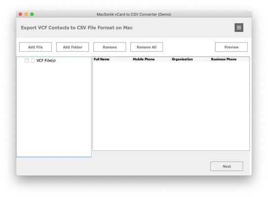 MacSonik vCard to CSV Converter screenshot 1