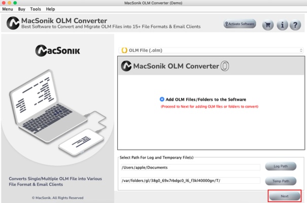 OLM to PDF Converter screenshot 1