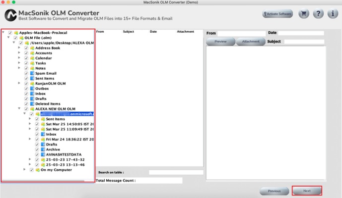 OLM to PDF Converter screenshot 1