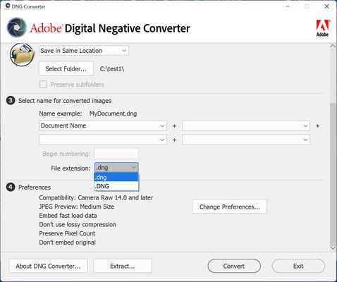 Adobe DNG Converter screenshot 1