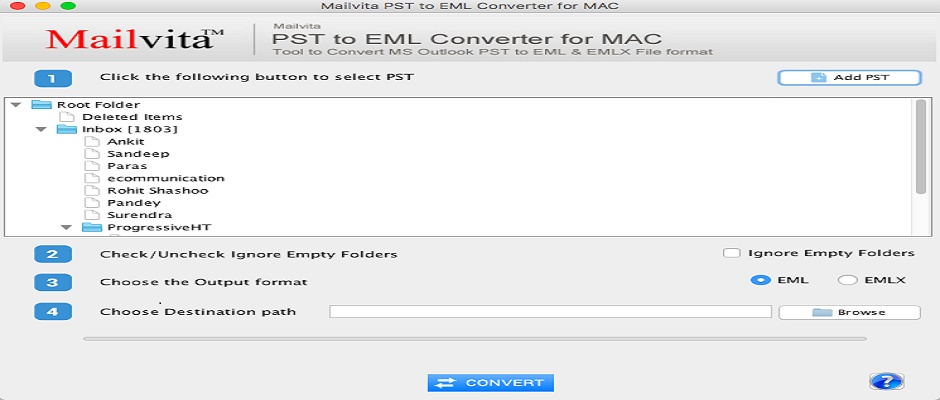 Mailvita PST to EML Converter For Mac Software screenshot 1