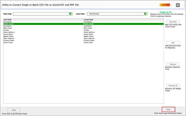 MacSonik CSV to vCard Converter for Mac screenshot 1