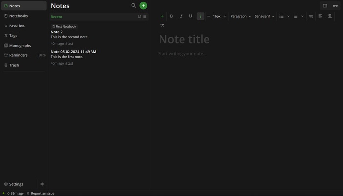 Notesnook screenshot 1