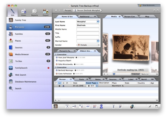 MacFamilyTree screenshot 1