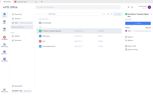 WPS Office screenshot 1