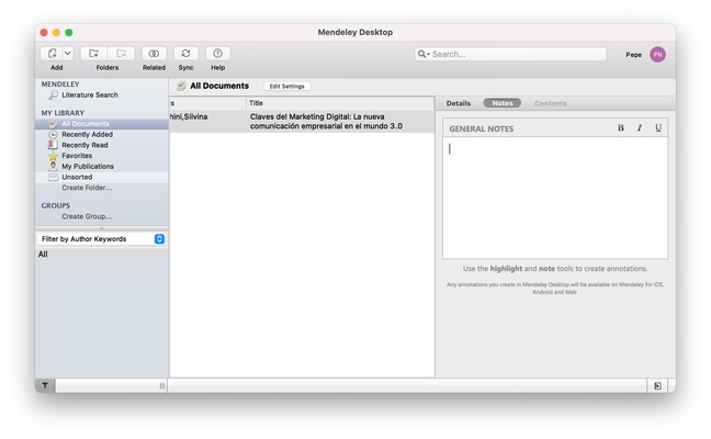 Mendeley Reference Manager screenshot 1