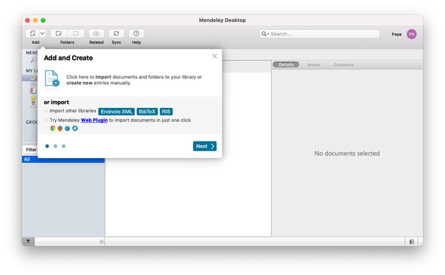 Mendeley Reference Manager screenshot 1