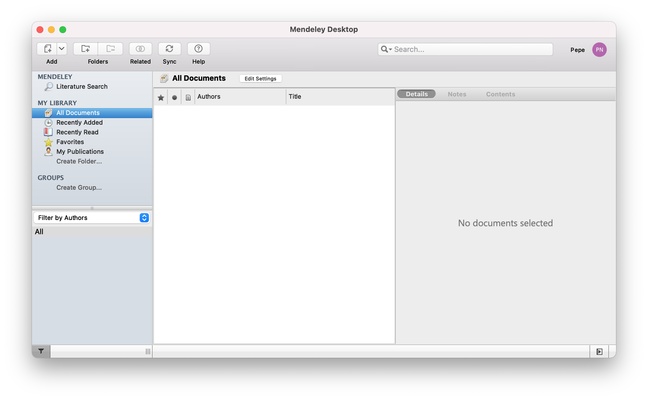 Mendeley Reference Manager screenshot 1