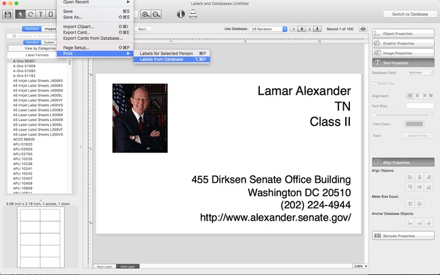 Labels and Databases screenshot 1
